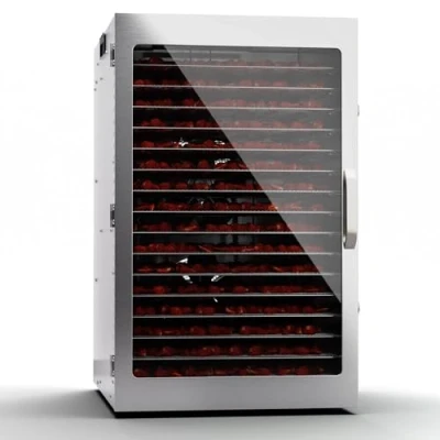 Immagine di Klarstein essiccatore per verdura, frutta, funghi &amp; carne, in acciaio inox da 1500 W, con 16 griglie di metallo, timer 24h e touch display, alimentare