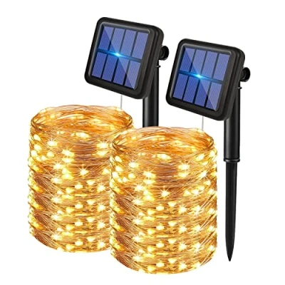 Immagine di EXTRASTAR ghirlande luci esterne solari, solari a LED per esterni, giardino, 20 m 200 LED, 8 modalità esterne, luce calda 3000 K, terrazza, Natale, feste, cortile, giardini