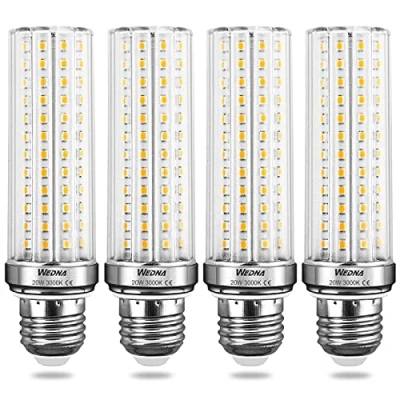 Immagine di WEDNA Lampadine LED E27 20W, Bianco Caldo 3000K, Equivalenti a 150W, 2565 lm, Alta Luminosità Lampadina Mais E27, Non Dimmerabile, Confezione da 4
