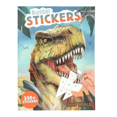 Immagine di Depesche 13243 Dino World Number Sticker Libro 16 Pagine per disegnare Motivi di Dinosauri in Base al Numero, Inclusi 8 Fogli Adesivi, Multicolore, One Size