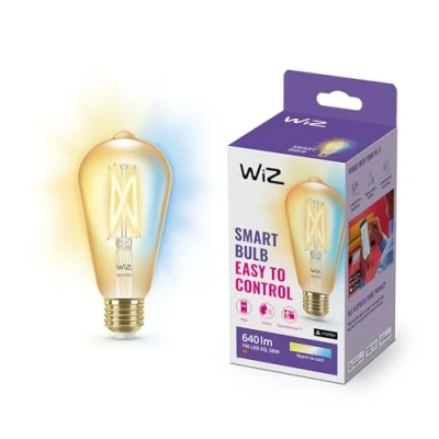 Immagine di WiZ Lampadina Smart WiFi, Luce Bianca da Calda a Fredda Dimmerabile, Filament ambrata, E27, 7W, Tecnologia SpaceSense, Controllo Vocale (Alexa, Apple HomeKit, Google Home)