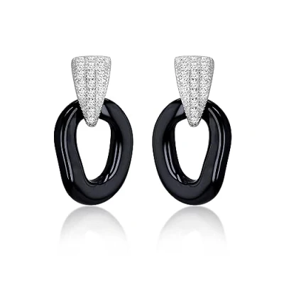 Immagine di Tuscany Silver Orecchini Pendenti da Donna in Argento Sterling 925, con Zirconio Cubico e Ceramica Nera