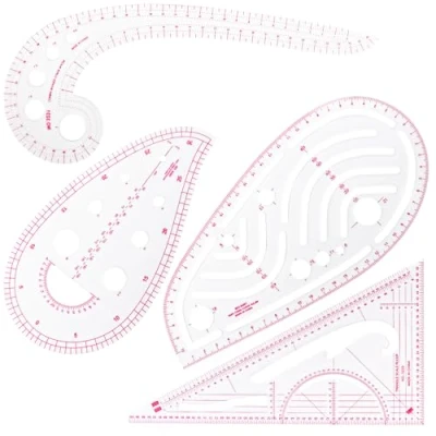 Immagine di MXTIMWAN Strumenti per Cucire,4 Pezzi Righello Cucito,Squadre Sarti,Set di Cucire Metrico,Righello Moda,Modello Design Disegno Strumento Sarto Abbigliamento