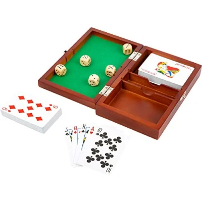Immagine di Small Foot 11363 Foot, Set da Gioco con 2 Giochi di Carte e 5 Dadi, Scatola portaoggetti Giocattoli, Multicolore,