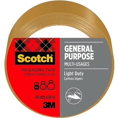 Immagine di Scotch Nastro per Uso Generico, Marrone, 48 mm x 66 m, 1 Rotolo/Confezione Adesivo di Qualità Chiudere Scatole, Cartoni e Pacchi
