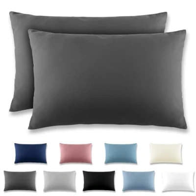 Immagine di REDKEY Coppia di Federe 40 x 60 cm, Set 2 Tessuti per Cuscino Letto, con Cerniera Nascosta, 100% Microfibra è morbida e traspirante， Grigio scuro