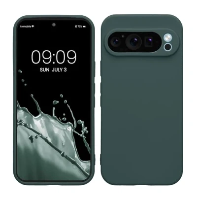 Immagine di kwmobile Custodia Compatibile con Google Pixel 9 Pro Cover Back Case per Smartphone in Silicone TPU Protezione Gommata verde blu