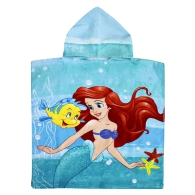 Immagine di Jerry Fabrics Poncho mare La Sirenetta Ariel in cotone per bambina 50x115cm asciugamano 6801