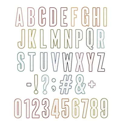 Immagine di Sizzix Thinlits, Set di Fustelle, 43 Pezzi, bollettino alfanumerico Tim Holtz, 666281 43PK, Multi Colour, One Size