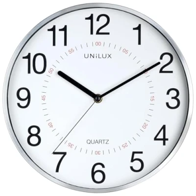 Immagine di Unilux Orologio da parete Aria Quartz System, 30,5 cm, con doppio display in metallo grigio