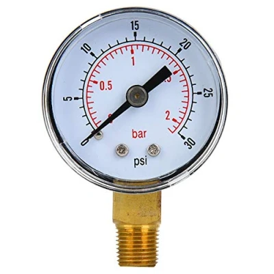 Immagine di 1/8 Pollice Manometro Acciaio Inossidabile Doppia Scala Dell&#039;aria Connessione Inferiore per Aria Olio Acqua(0 30psi 0 2bar)