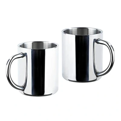 Immagine di Tazza termica in acciaio inox, a doppia parete, set da 2 pezzi, con capacità di circa 200 ml, isolata, lavabile lavastoviglie