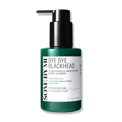 Immagine di SOME BY MI Bye Blackhead 30 Days Miracle Green Tea Tox Bubble Cleanser 120g Detergente viso e maschera in schiuma coreana al tè verde Rimuove i punti neri, riduce pori Cura