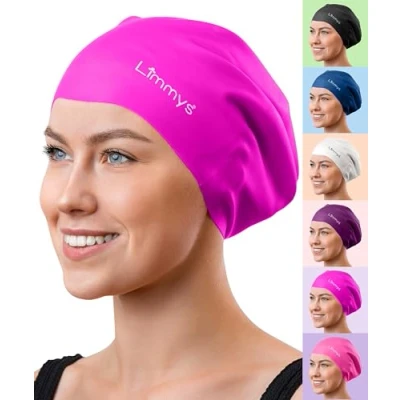 Immagine di Limmys Cuffia Piscina per Adulti con Capelli Lunghi Donna e Uomo 100% Silicone Nuoto di Qualità Superiore, Elastica Comoda Disponibile in Diversi Meravigliosi Colori