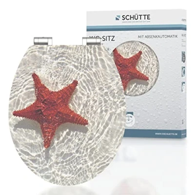 Immagine di SCHÜTTE 80541 Sedile per WC RED STARFISH, MDF, lucido, con chiusura ammortizzata, motivo