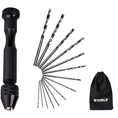 Immagine di WOMGF Mini Trapano a Mano 14 Pcs Twist Drill Punte Elicoidali Precision 0.5 3.0mm per Foratura Modellismo Fai da te