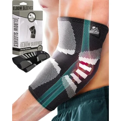 Immagine di Nordic Lifting Gomitiere (1 paio) Supporto e Compressione Per Sollevamento Pesi, Powerlifting, Cross Training 5mm Manica in Neoprene le Migliori Prestazioni Donne Uomini (XXL)