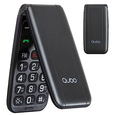 Immagine di Qubo Flip Telefono per anziani GSM, Cellulare anziani, Display da 2,4&#039;&#039;, Volume alto,Funzione SOS, Supporto Dual SIM,Chiamata rapida, Radio FM, Torcia elettrica,Nero