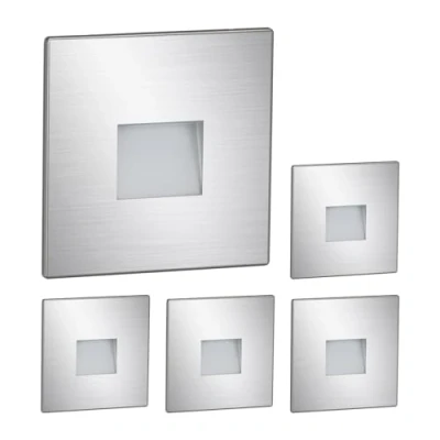 Immagine di ledscom.de 5 LED luce per scale/apparecchio da incasso FOW interni ed esterni, downlight, angolare, acciaio inox, 85 x mm, bianco freddo