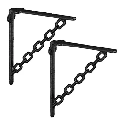 Immagine di relaxdays Staffe per Mensole, Set Doppio, Antico, Stile a Catena Originale, Reggimensola, Supporto, Color Nero, colata