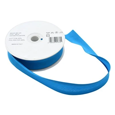 Immagine di Inastri Nastro sbieco in Policotone, 25/5/5 mm, Colore, Rotolo da 20 m, Cotone e Poliestere, Blu Pavone, 11x11x3 cm, 5 unità