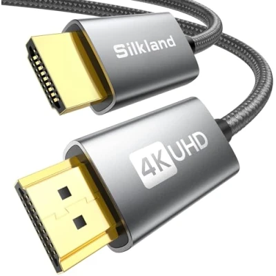 Immagine di Cavo HDMI 4K 2 Metri, Silkland 2.0 HDR, Supporto ARC, 3D, 4K@60Hz, 2K@144Hz, 1080P, Ethernet, 2m Compatibile con TV, Xbox, Blu Ray, PS4/5, Xbox One/360, Proiettore