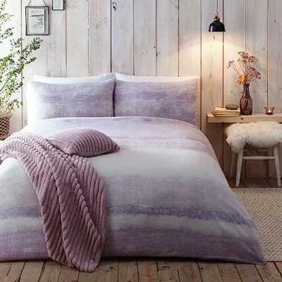 Immagine di Appletree Hygge Anson Set copripiumino in 100% cotone spazzolato, per letto super king size, colore: malva