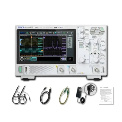 Immagine di RIGOL DHO802 Oscilloscopio digitale portatile, larghezza di banda 70 MHz, 2 canali analogici, risoluzione verticale 12 bit, basso livello rumore, supporto per alimentazione mobile