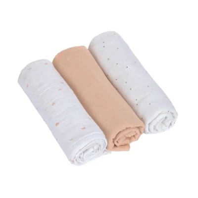Immagine di LÄSSIG panno per ruttini neonati in mussola set di 3 cotone 85 x cm/Swaddle &amp; Burp Blanket L Moon peach