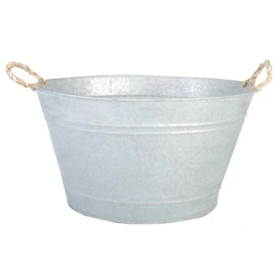Immagine di Esschert Design Tinozza per Piante, 30 Litri, in Metallo zincato, Dimensioni: Circa 47,5 x 38,4 26,2 cm, Colore: Grigio