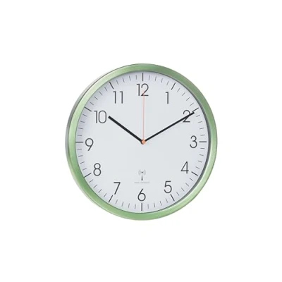 Immagine di TFA Dostmann 60.3517 Orologio da parete analogico, con telaio in alluminio, silenzioso, facile leggere, ideale per ufficio, lunghezza 305 x larghezza 45 altezza mm, colore verde menta