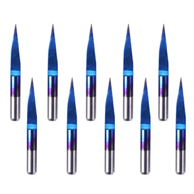 Immagine di 15 Gradi V Groove Bit, 0.1mm Carburo PCB Nano Blue Coat Incisione Router Strumento di Tungsteno CNC 1/8 Pollice Shank Lavorazione Del Legno