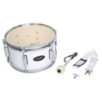 Immagine di GEWA Marching Drum, tamburo da marcia 12x7&quot;, guscio in legno bianco, incl. tracolla e mazzuolo