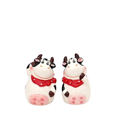 Immagine di Dekohelden24 Set di 2 spargisale e pepe in ceramica, con mucca, ca. 9,5 x 4,5 7,3 cm, 222509