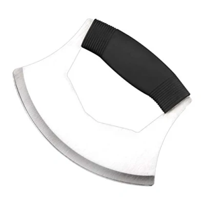 Immagine di Kylewo Pizzamesser Wiegemesser Pizzaschneider Sharp Rocker Slicer Lama in Acciaio Inossidabile di Alta qualità Come Tritatutto per Insalata Verdure Mezzaluna Chef con Coperchio Protettivo