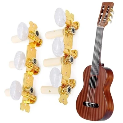 Immagine di Jiavlyx 2 Pezzi Piroli Accordatura Per Chitarra, 3R + 3L Chitarra Macchine Sintonizzatori, Meccaniche Classica String Tuning Peg, Perno Di Corde (Ovali)