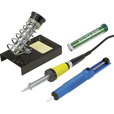 Immagine di Basetech ZD 30B Kit saldatore 230 V 30 W Stilo incl. Stagno per saldatura, porta stilo, Pompa aspirante dissaldatura, Punta di saldatura