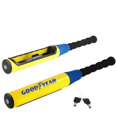 Immagine di Goodyear Bloccasterzo a forma di mazza da baseball, resistente per la sicurezza del veicolo, universale, protezione antifurto durevole, design regolabile serratura auto e camion, forte