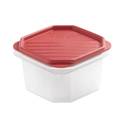 Immagine di TATAY Contenitore per Alimenti, Ermetico, Capacità 0,6L, Coperchio a scatto flessibile, senza BPA, Adatto al microonde e alla lavastoviglie, Rosso mirtillo. Dimensione: 12 x 7,5 cm