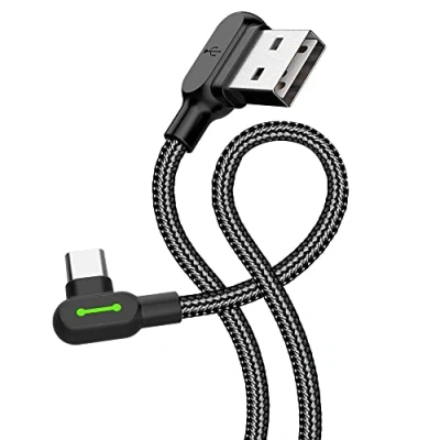 Immagine di mcdodo Cavo USB a Type C angolato 90, indicatore LED, 1,8 m, nero