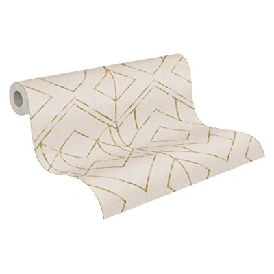 Immagine di Livingwalls carta da parati in tessuto non geometrica beige e oro per diverse stanze parete 10,05 m x 0,53