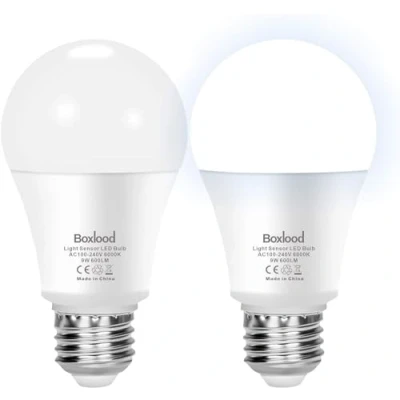Immagine di Boxlood Lampadine con Sensore Crepuscolare E27 Auto On/Off 9W Bianco Freddo 6000K Equivalenti a 60W per Veranda Giardino Porta d&#039;ingresso Corridoio 2 Pezzis
