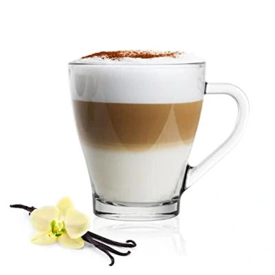 Immagine di Sendez 6 Bicchieri da Caffè, Bicchierini per Cappuccino, 250 ml, Manico e Cucchiaini in Acciaio Inox