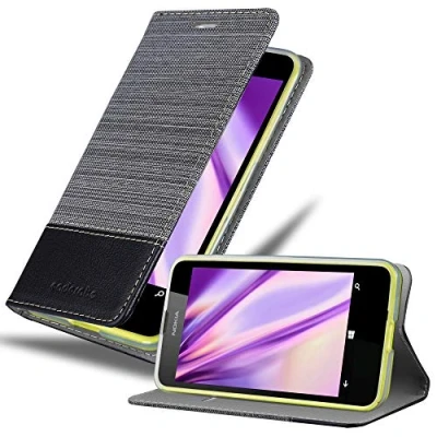 Immagine di Cadorabo Custodia Libro per Nokia Lumia 630 in GRIGIO NERO con Vani di Carte, Funzione Stand e Chiusura Magnetica Portafoglio Cover Case Wallet Book Etui Protezione