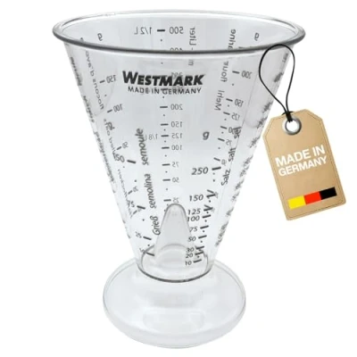Immagine di Westmark Misurino graduato, Con cono di precisione, Varie unità misura multilingue, Forma a imbuto, Capacità: 0,5 litri, Plastica, Gerda, Trasparente, 30762270