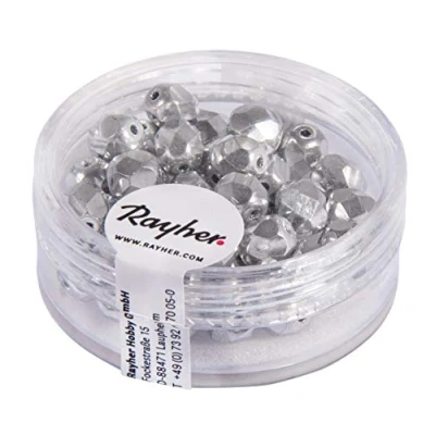 Immagine di Rayher Perline Trasparenti, 6 Mm Ø, Argento Opaco, Scatolina 50 Pz, 14201610