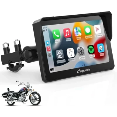 Immagine di Carpuride W702 Moto CarPlay Screen, Wireless &amp; Android Auto, 7 pollici Impermeabile Touchscreen, Dual Bluetooth, Navigazione, Siri.
