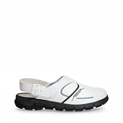 Immagine di Abeba Scarpe da Lavoro in Microfibra, stabili, con Cinghia Regolabile sul Tallone, Colore: Bianco/Nero, 44