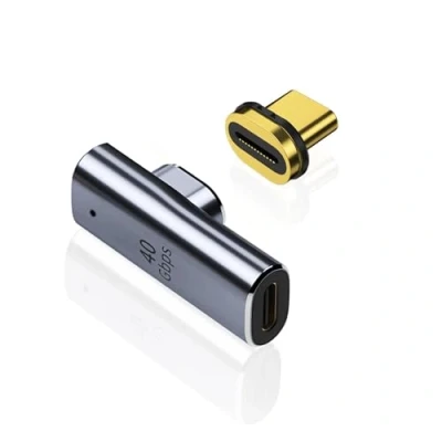 Immagine di IVIVTOR Adattatore magnetico USB C: ricarica rapida da 140 W trasferimento dati 40 Gb connessione magnetica di Type c per Switch laptop tablet e telefono