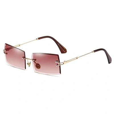 Immagine di SHEEN KELLY occhiali da sole quadrati Ultra Small Frame per donna Uomo Rectangle Retro senza montatura con lenti trasparenti